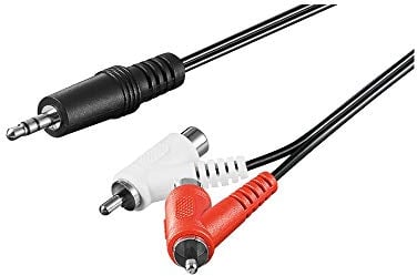 goobay Klinke auf Cinch Kabel 1.5m, mit stapelbaren Huckepack Cinch-Steckern, 90 Grad gewinkelt, 3.5mm Audio AUX Adapter für Handy & PC an Verstärker - 50213