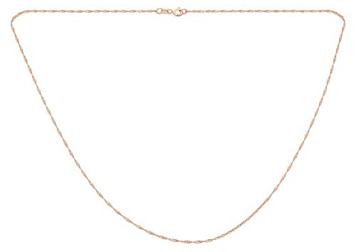 Bling Jewelry Thin Singapore Link Chain 1.5 MM 020 Gauge For Women Necklace Rose Gold Plated .925 Sterling Silver Made In Italy 16 Inch