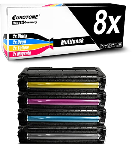 Eurotone Druckerpatrone kompatibel für Ricoh Aficio SP C220 A SP C220 N SP C220 S SP C221 N SP C221 SF SP C222 DN SP C222 SF SP C240 DN SP C240 SF, 2X BK, 2X C, 2X Y, 2X M im Set