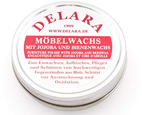 DELARA Cera para Muebles yoyoba y Cera de Abeja. Color: incoloro - Made in Germany