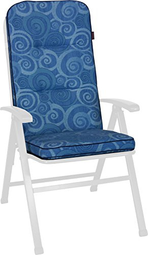 Angerer Stuhlauflage, Exklusiv Sesselpolster hoch Design Santorin, blau, 120x50x7 cm, 1024/096