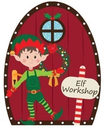 Christmas Elf Door Wooden Hanging Decoration Elves Workshop Plaque