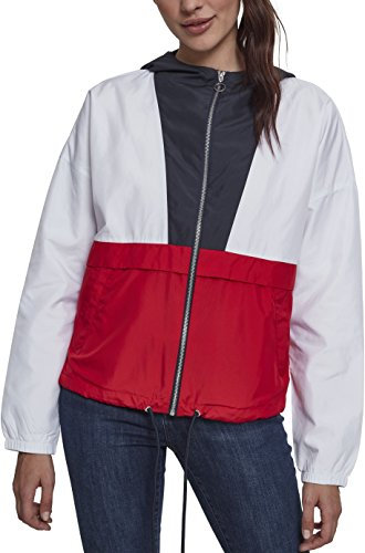 Urban Classics Coupe-Vent surdimensionné pour Femme 3 Tons Jacket, Multicolore (Bleu Marine/Blanc/Rouge feu 01243)