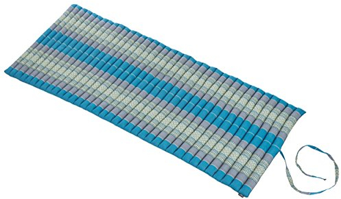 Handelsturm Rollbare Thaimatte Matratze, ca. 200 x 80 cm, Thaikissen Matte blau Rollmatte mit Füllung aus Kapok