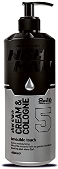 NISHMAN Aftershave Creme Cologne 05 - Invisible Touch 400ml – 2in1 Creme & Kölnisch Wasser, Extra Feuchtigkeitsspendendes Aftershave für Herren - Feuchtigkeitsspendende Sprüh-Lotion nach der Rasur