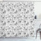ABAKUHAUS Lama Duschvorhang, Doodle Alpaka Design, mit 12 Ringe Set Stielvoll Modern, 175x200 cm, Weiß Koksgraue