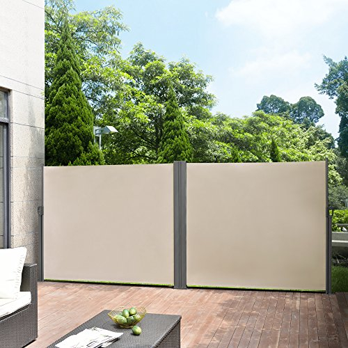 pro.tec Doppelte Seitenmarkise 'Alcazaba' 2 x 300 x 180 cm Sandfarben Beige Sichtschutz Markise Sonnen- & Windschutz