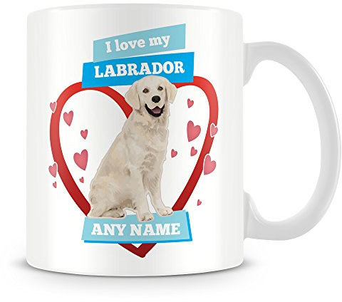 MUGGZ I Love My Labrador Dog Mug - Personalised Gift - Customise with Name - Blue