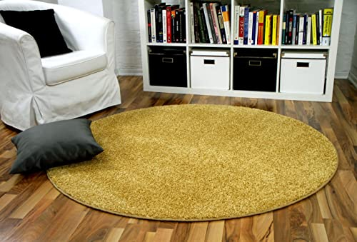 Snapstyle Hochflor Velours Teppich Mona Curry Rund in 7 Größen