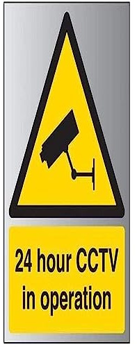 V Safety 24 Hour CCTV In Operation Sign - 150mm x 200mm - Self Adhesive Alu Effect