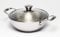 Zinel Wok triple épaisseur avec couvercle en verre, 3 L - 24 cm, en acier inoxydable - 5034