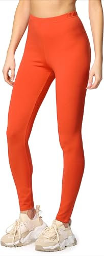 Merry Style Leggings Damen Baumwolle für das ganze Jahr Bequeme Leggings Blickdicht Damen Ideal für Yoga Sport Gym und Freizeit MS10-198 (Rost,4XL)
