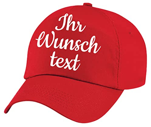 Deitert Kappe, Basecap individuell bestickbar mit Namen oder Wunschtext | über 20 Farben zur Auswahl Rot