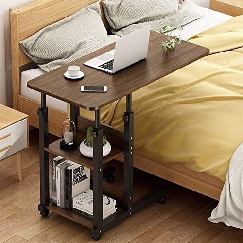Lloow Notebooktisch Höhenverstellbar, Mobiler Betttisch Auf Rollen, Bett-Beistelltisch for Krankenbett, Pflegebett, Laptoptisch 2020,80x40cm