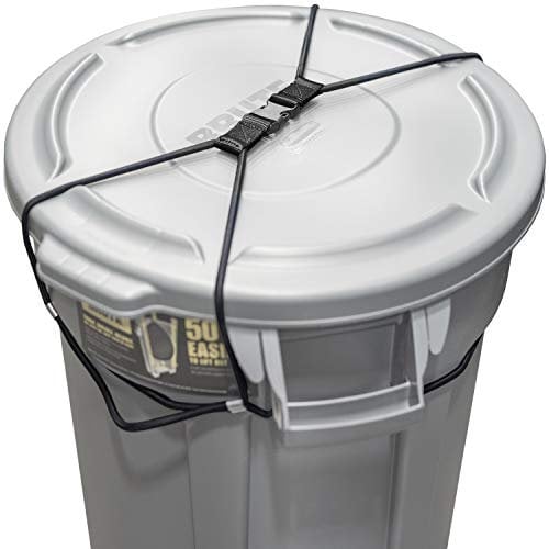 ENCASED Bin Lock for Animals/Raccoons, Nylon Bungee Cord Heavy Duty Large Outdoor Wheelie Bin Lock (Trash Can NOT Included)