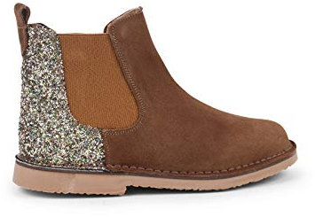 Pisamonas Stivaletti Bambina Scamosciati con Tallone Glitter Misurare 27 Colore Taupe