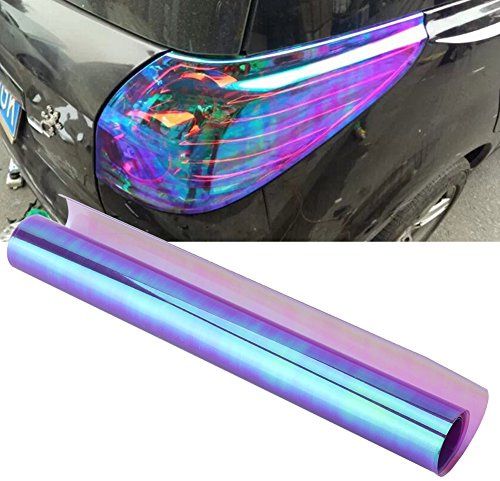 Car Headlight Sticker, Self Adhesive Shiny Chameleon Headlights Tail Lights Fog Lights Films,Film Sheet Sticker,Tint Film(30 100CM-Purple) Headlight Stickers Film Iridium Chameleon Tint Helmet