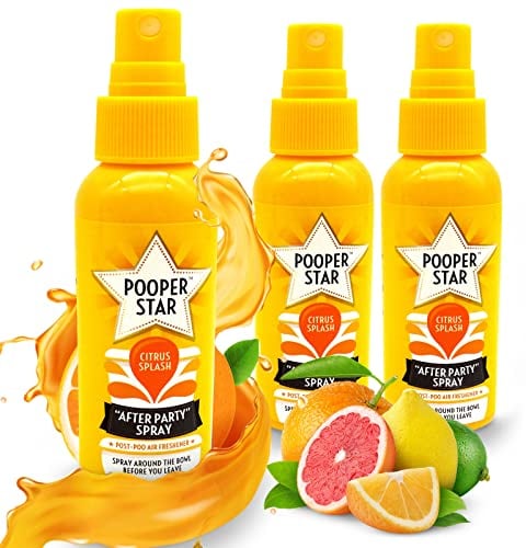 Pooper Star Toilet Air Freshener 60ml x 3units | Fruity Flush Fragrance Toilet Bowl Spray | Citrus Splash Fragrance Toilet Bowl Spray (Citrus Splash)