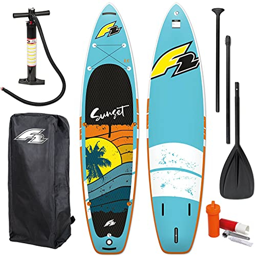 F2 Sunset SUP | Inflatable | Aufblasbar| Stand Up Paddle Board Set mit Bag, Paddel & Pumpe (10,2)