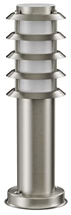 ledscom.de Borne d'éclairage PORU pour l'extérieur, IP44, grille, 39cm, inox, incl. Smart Home lampe LED RGBW E27, 892lm