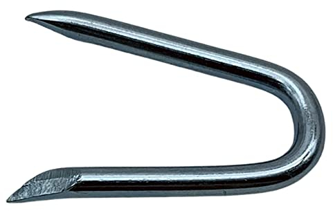 DOJA Barcelona | 17x30 cm Verzinkte Stahlkampen | 100 Pack | U-förmige Nägel für Boden/Pfostenbefestigung von Metallgitter, Campingzelten, Zaungittern, Stacheldraht | Eisenwaren