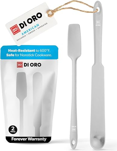 DI ORO Silicone Blender & Jar Spatulas - Rubber Spatulas Silicone Heat Resistant - Kitchen Spatulas Nonstick Cookware Safe - Silicone Utensil Set for Cooking, Mixing, Baking, & Scraping (2pc, Stone)