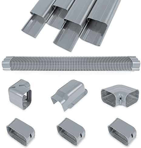 MOOITEK Set di coperture decorative in PVC da 10,2 cm per mini condizionatori d'aria split senza condotti e sistema a pompa di calore e CA centrale (lunghezza totale), grigio