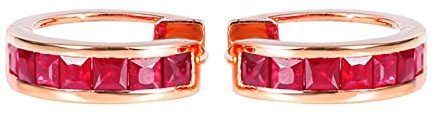 Ohrringe Gold 750 18K Echt, Echtgold Creolen Damen Kreis mit 1.20ct Rot Rubin Ohrringe