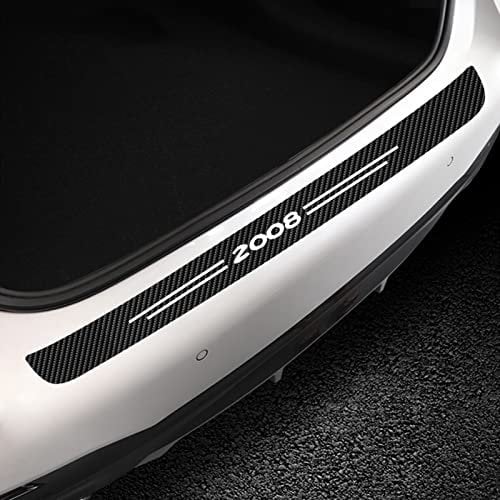 Car Carbon Fiber Rear Bumper Protector Film for Peu-geot 2008 2020 2021, Car Trunk Door Sill Edge Protector Strip, Anti Scratch Sticker Styling Accessories,Black