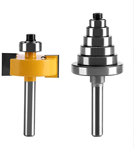 Wallfire Rabbet router bit con grupo de rodamientos, rabbing router bits con mango de 1/2 h - 1/4 con 7 rodamientos, taladro de rodamiento para contrachapado de viruta de madera maciza