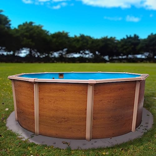 Planet Pool Stahlwandpool rund Classic 360x120 cm, Stahl 0,45 mm Holzoptik, Folie 0,3 mm blau, Overlap