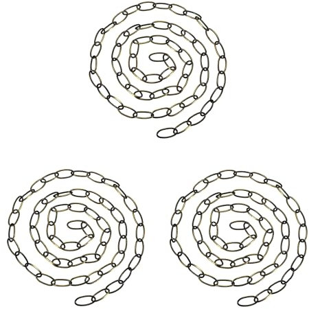 LEDSone Vintage Style 3-Pack Metal Chain – 100cm Iron Thread with 10x15mm Links Both-End Carabiners for Pendant Hanging, Safety Barriers, and Outdoor, Indoor & Garden Décor