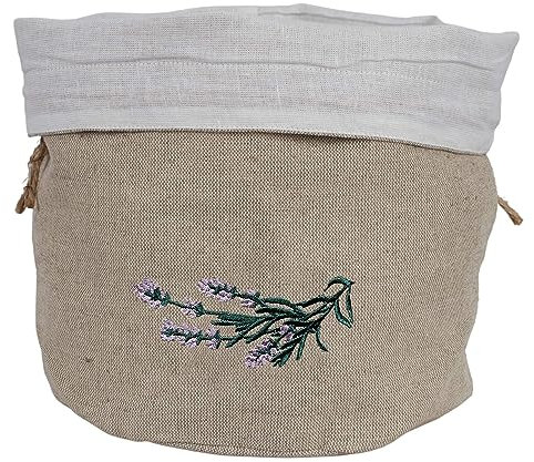 Noblelinen Brotkorb Brötchenkorb Brotbeutel Leinen Brotsack Leinen - Brotbeutel Aufbewahrung Frischhalten Leinenbeutel Für Brot Brötchen - Brotkasten Brotaufbewahrung Brotbox Bio Eco Natur (Lavendel)