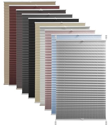 Deco4Me Plissee ohne Bohren (90 x 220 cm, Hellgrau Crash) - Blickdicht, lichtdurchlässig, Keine Verdunkelung - Jalousien zum Klemmen - Faltrollos für Fenster