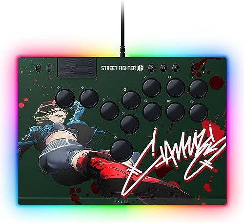 Razer Kitsune All-Button Arcade Controller: For PS5 / PlayStation 5 & PC - Low-Profile Optical Switches - Slim Form Factor - Removable Top Plate - Chroma RGB Lighting - USB Type C - Cammy Edition