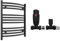 Myhomeware 450mm Wide Curved Black Radiator Bathroom Towel Rail Radiator For Central Heating Bathroom Heated Towel Rail (450 x 700 mm (h), With TRV Black Straight Valves)