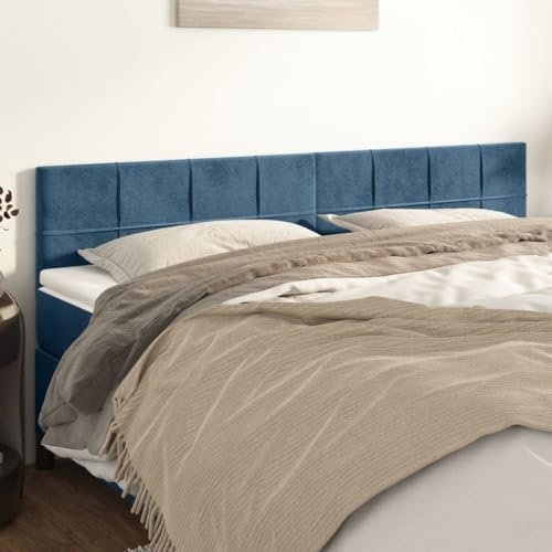 vidaXL Kopfteile 2 STK. Dunkelblau 100x5x78/88 cm Samt