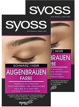 Syoss Augenbrauen Kit Augenbrauenfarbe 1–1 Schwarz Stufe 3 (17 ml), Augenbrauen färben für einen natürlichen Look und ein langanhaltendes Ergebnis, 2x 17 ml