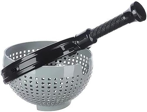 4All Salatschleuder, drehbar, Seive Easy Spin zentrifugale Dehydrierung, Gemüse-Waschtrockner, BPA-frei, Küchenwaschfilter mit klappbarem Griff, wiederverwendbar, manuelle Salatschleuder (grau)