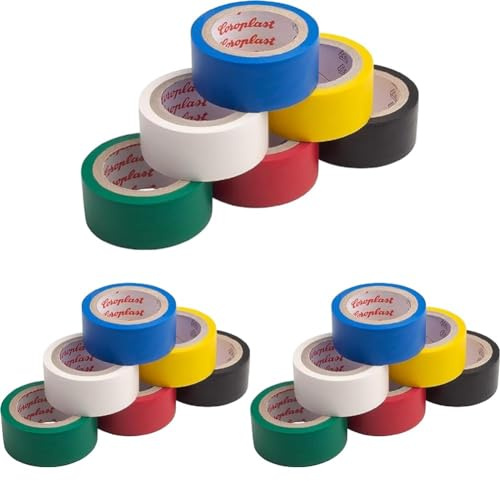 Meister Isolierband 3,3 m x 19 mm - farbig sortiert - 6er Set - hohe Flexibilität und Klebekraft - VDE geprüfte Sicherheit/Isolierband/Klebeband/Dichtungsband / 8632010 (Packung mit 3)