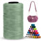 LEREATI Polyester Garn 1mm x 230m Makramee Garn 1mm Baumwollgarn Polyester Macrame Cord Polyester-Seil Baumwollkordel für Handtasche, Umhängetasche, Häkeltasche, Strickwaren (Bohnengrün)