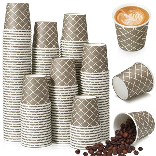 Rtteri 200 Pcs Count 3 oz Disposable Coffee Cups Disposable Espresso Cups Small Paper Cups 3 oz Cups for Coffee Tea Cocoa Juice Mini Disposable Paper Cups for Cafes Offices and Home, HUN-RTTERI-3173