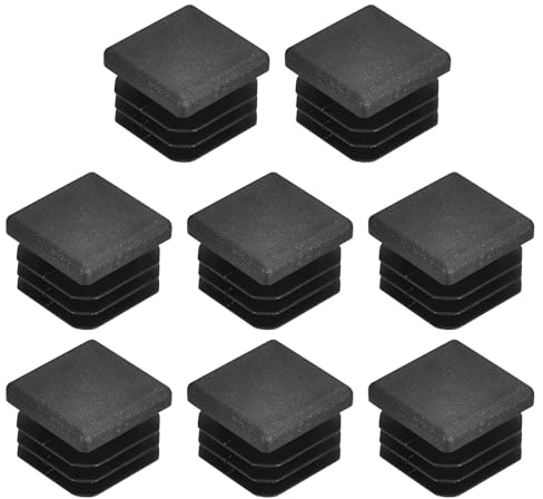 QUARKZMAN 8Stk 20mmx20mm(0.79) Plastik Schlauchstopfen Viereckig Pfosten Endkappen für Handlauf Treppe Spindel Geländer Rohr Schwarz