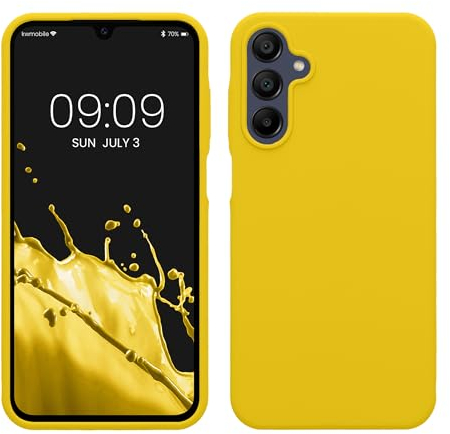kwmobile Cover per Samsung Galaxy A15 5G Custodia - Back Case per Smartphone in Silicone TPU - Protezione Gommata - giallo radiante