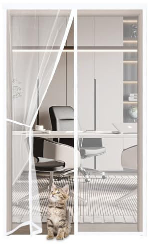 Zanzariere Magnetica per Porte Finestre 110x250cm,Zanzariera con Calamita per Porta Balcone,Traspirante Chiusura Automatica,Tenda con Magneti Anti Insetti Zanzare,Installazione Facile,Bianco