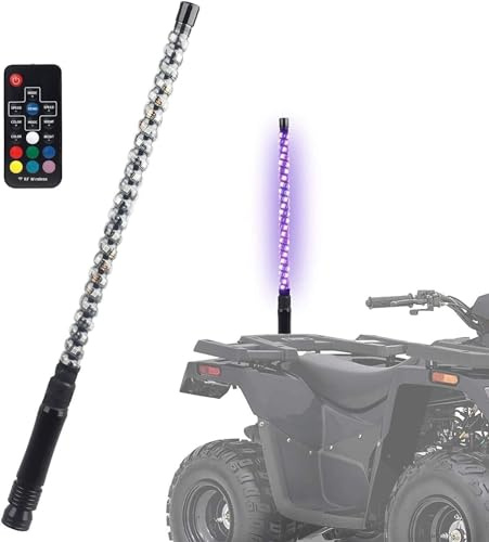 MekUk Luces LED de látigo Bandera de Antena de luz de látigo LED, Luces de látigo LED, luz de persecución RGB en Espiral de Control Remoto for UTV ATV Trucks Buggy (Color : 2ft)