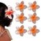 Pince à cheveux fleur, paquet de 6 pinces à cheveux fleur, pinces à cheveux fleur de Plumeria, pinces à griffes pour cheveux épais, pinces à cheveux antidérapantes (Orange)