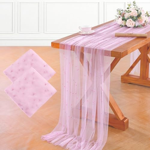 Lot de 2 nappes Roses nacrées 152 x 305 cm, décoration de Table de Mariage, 3 m, en Tulle, décoration d'arc, Dessert, cérémonie de Mariage, fête, réception