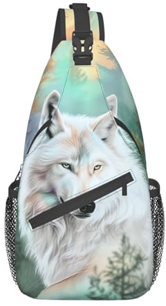 XVBCDFG White Wolf Navajo Umhängetasche für Damen und Herren, Vintage, elegante Brusttasche, Schultertasche, modischer Rucksack, Tagesrucksack, siehe abbildung, Einheitsgröße