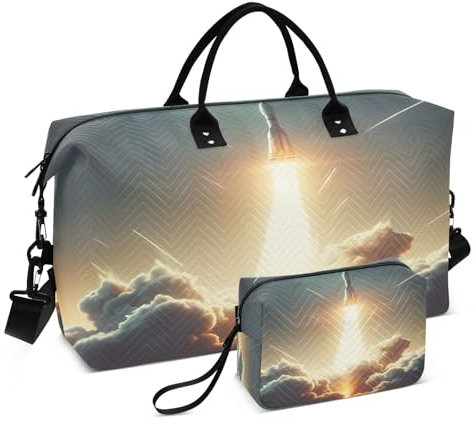 Rocket Launching Reisetasche für Männer und Frauen, Turnbeutel mit Aufbewahrungstasche, Wochenendtasche, Handgepäcktasche für Reisen, Reisen, Fitnessstudio, Yoga, Rocket Launching, Einheitsgröße,